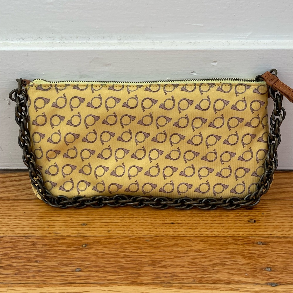 J. Crew Yellow Patterned Silk Clutch with Chain Strap